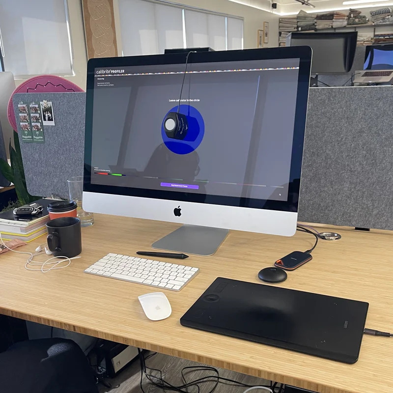 Monitor color management software calibrating and validating a professional graphics display